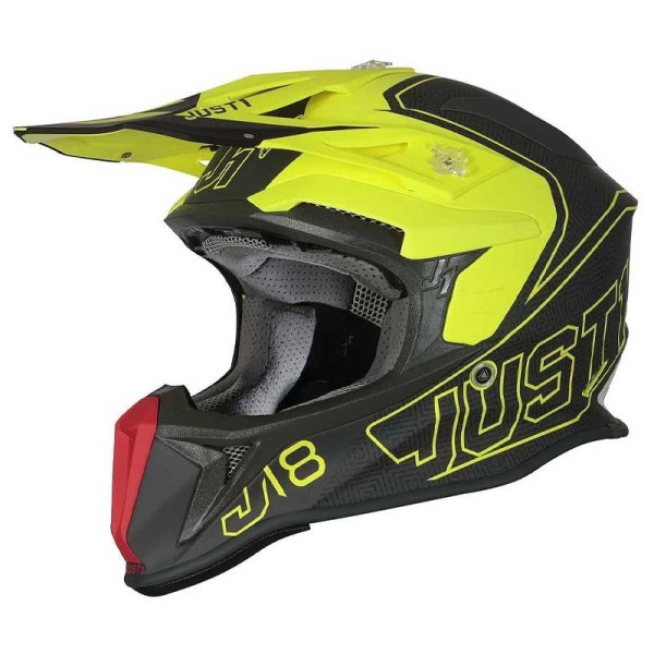 Casco da cross J18 Vertigo Rosso/Grigio/Giallo