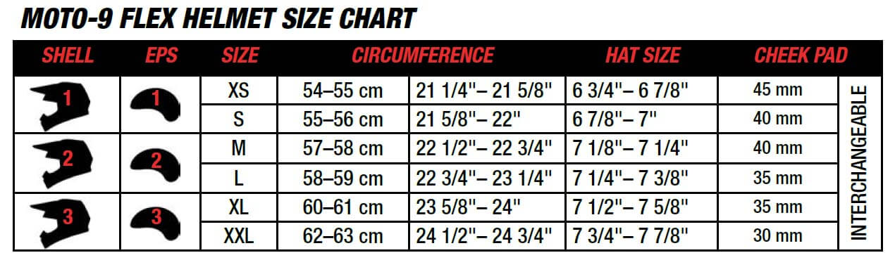 bell moto 9 flex cheek pad sizing